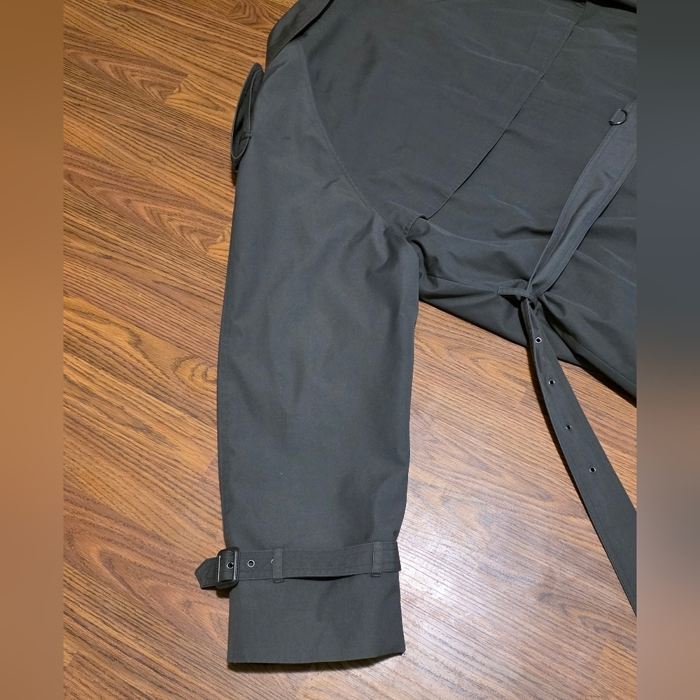 Moores Men’s Gray Double-Breasted Belted Trench Coat Rain Size 46 Regular A75 - Picture 13 of 14